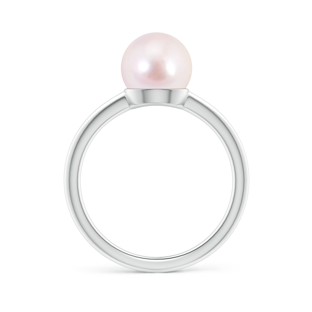 8mm AAAA Classic Japanese Akoya Pearl Solitaire Ring in White Gold - side 1
