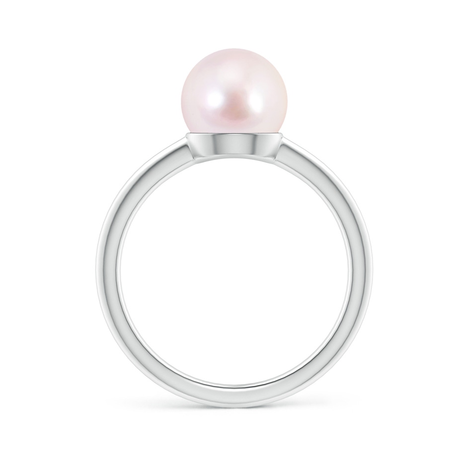 8mm AAAA Classic Japanese Akoya Pearl Solitaire Ring in White Gold side 1