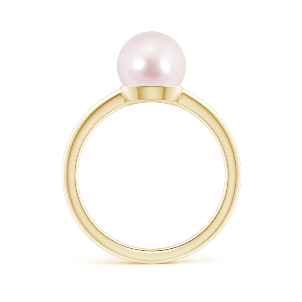8mm AAAA Classic Japanese Akoya Pearl Solitaire Ring in Yellow Gold - side 1