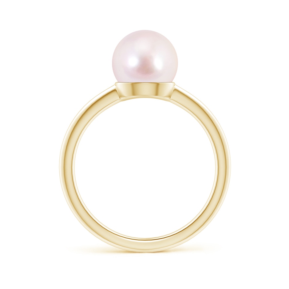 8mm AAAA Classic Japanese Akoya Pearl Solitaire Ring in Yellow Gold side 1