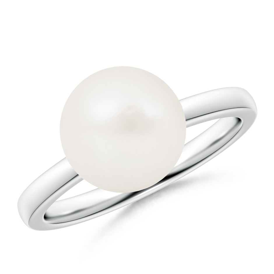 10mm A Classic Freshwater Pearl Solitaire Ring in White Gold 