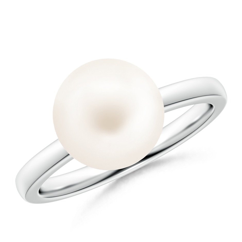 10mm AA Classic Freshwater Pearl Solitaire Ring in S999 Silver 