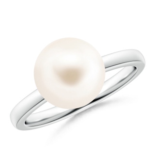 10mm AAA Classic Freshwater Pearl Solitaire Ring in White Gold