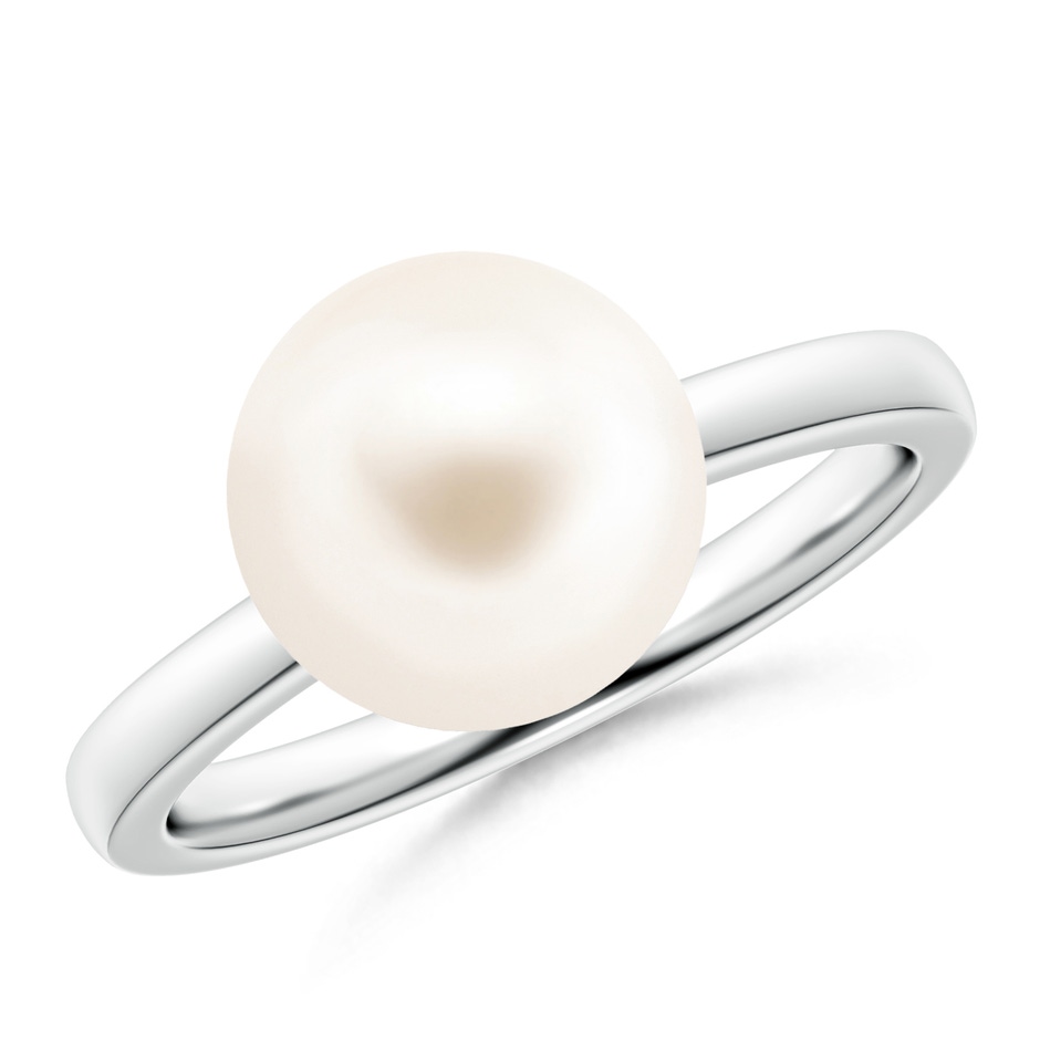 10mm AAA Classic Freshwater Pearl Solitaire Ring in White Gold 