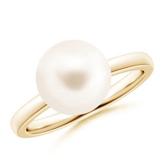 10mm AAA Classic Freshwater Pearl Solitaire Ring in Yellow Gold