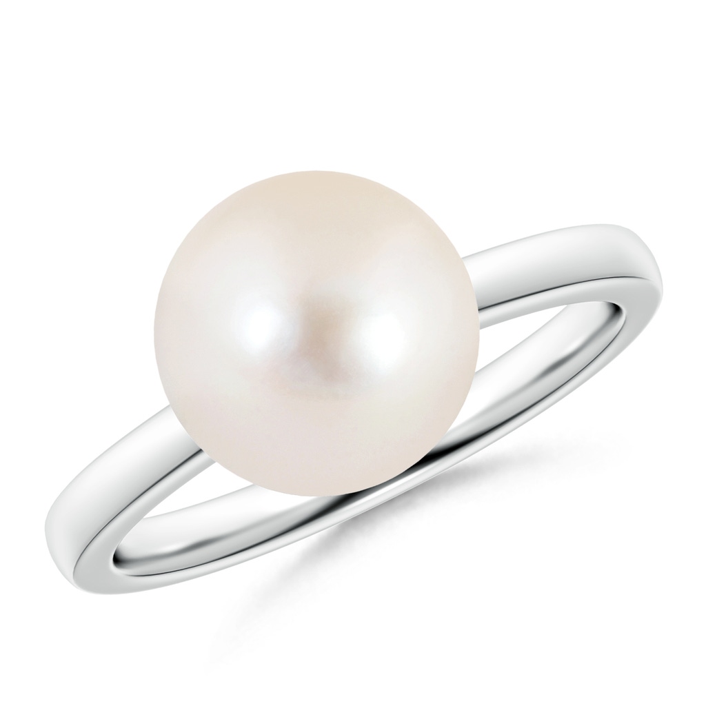 10mm AAAA Classic Freshwater Pearl Solitaire Ring in White Gold