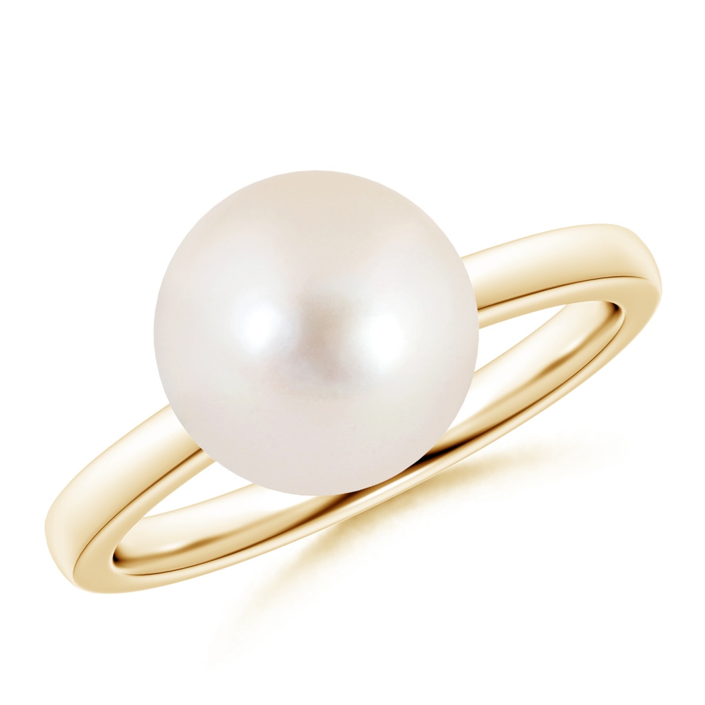 10mm AAAA Classic Freshwater Pearl Solitaire Ring in Yellow Gold