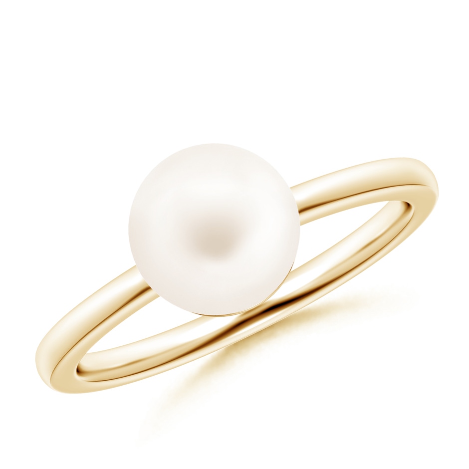 8mm AA Classic Freshwater Pearl Solitaire Ring in Yellow Gold 