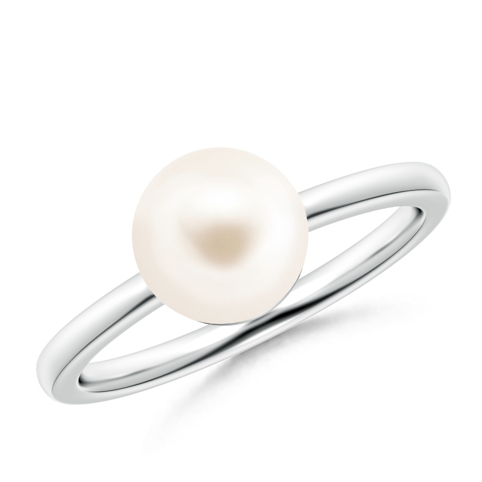 8mm AAA Classic Freshwater Pearl Solitaire Ring in 9K White Gold 
