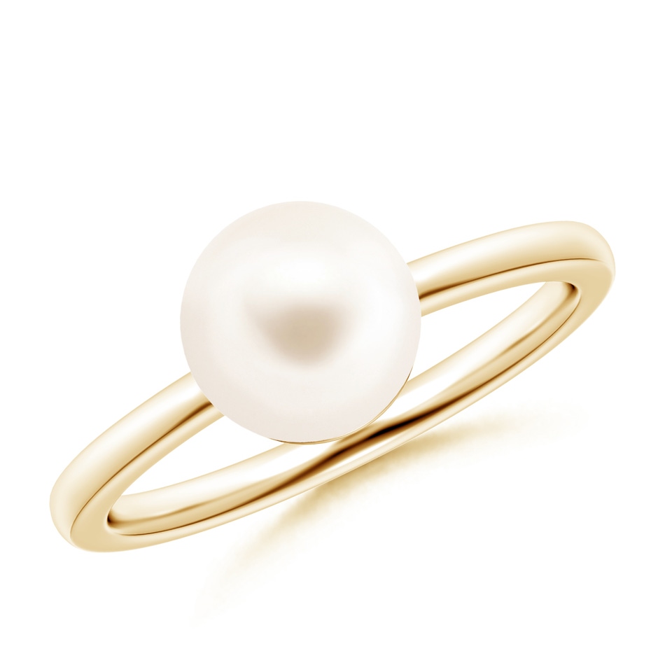 8mm AAA Classic Freshwater Pearl Solitaire Ring in Yellow Gold 