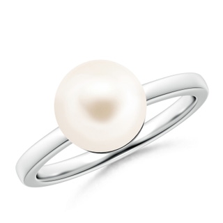 9mm AAA Classic Freshwater Pearl Solitaire Ring in White Gold