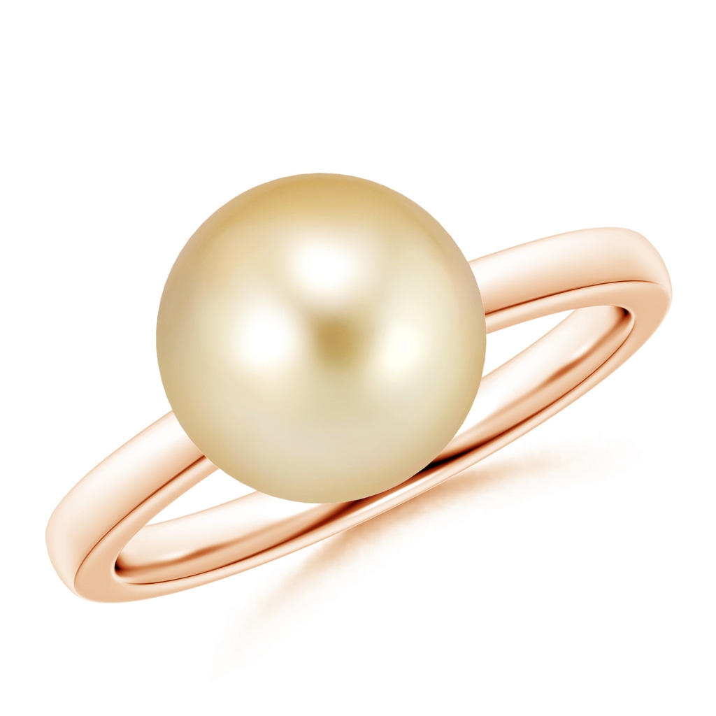 10mm AAAA Classic Golden South Sea Cultured Pearl Solitaire Ring in Rose Gold