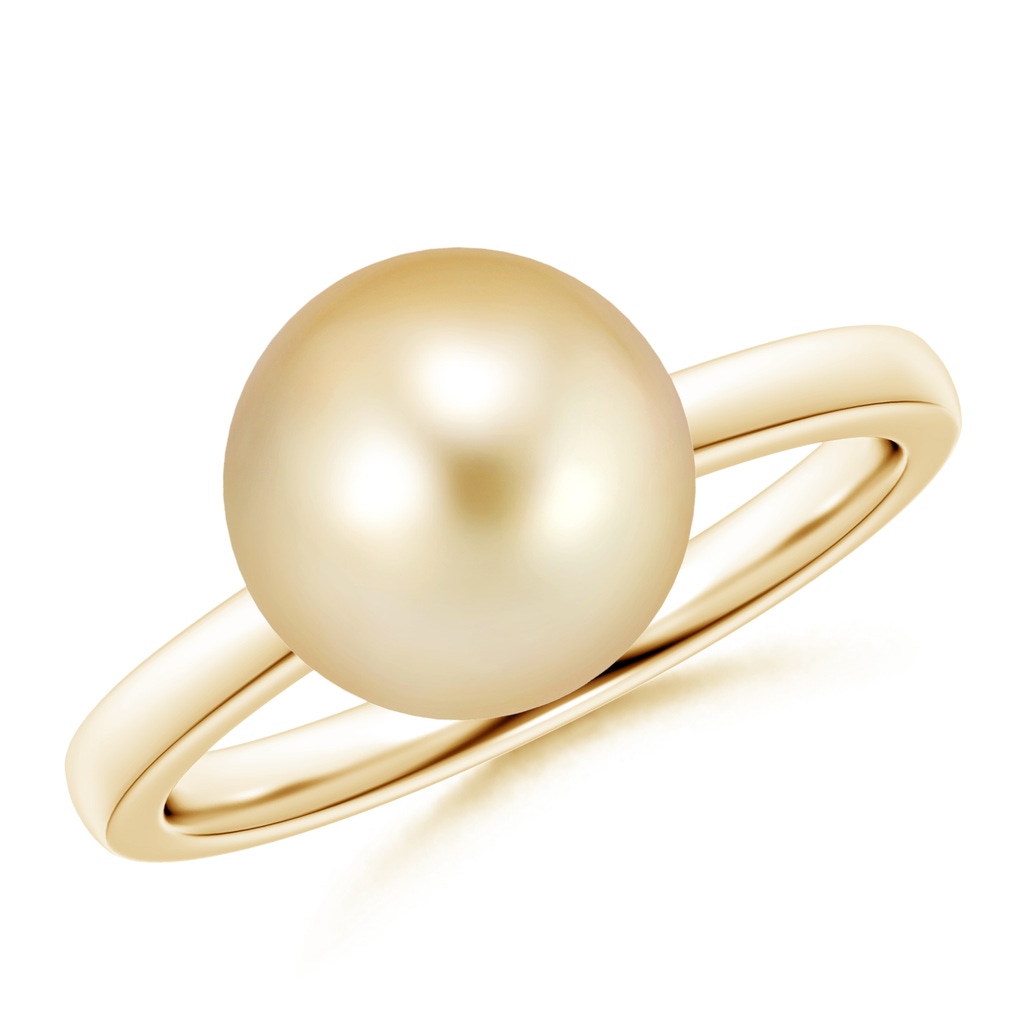 10mm AAAA Classic Golden South Sea Cultured Pearl Solitaire Ring in Yellow Gold