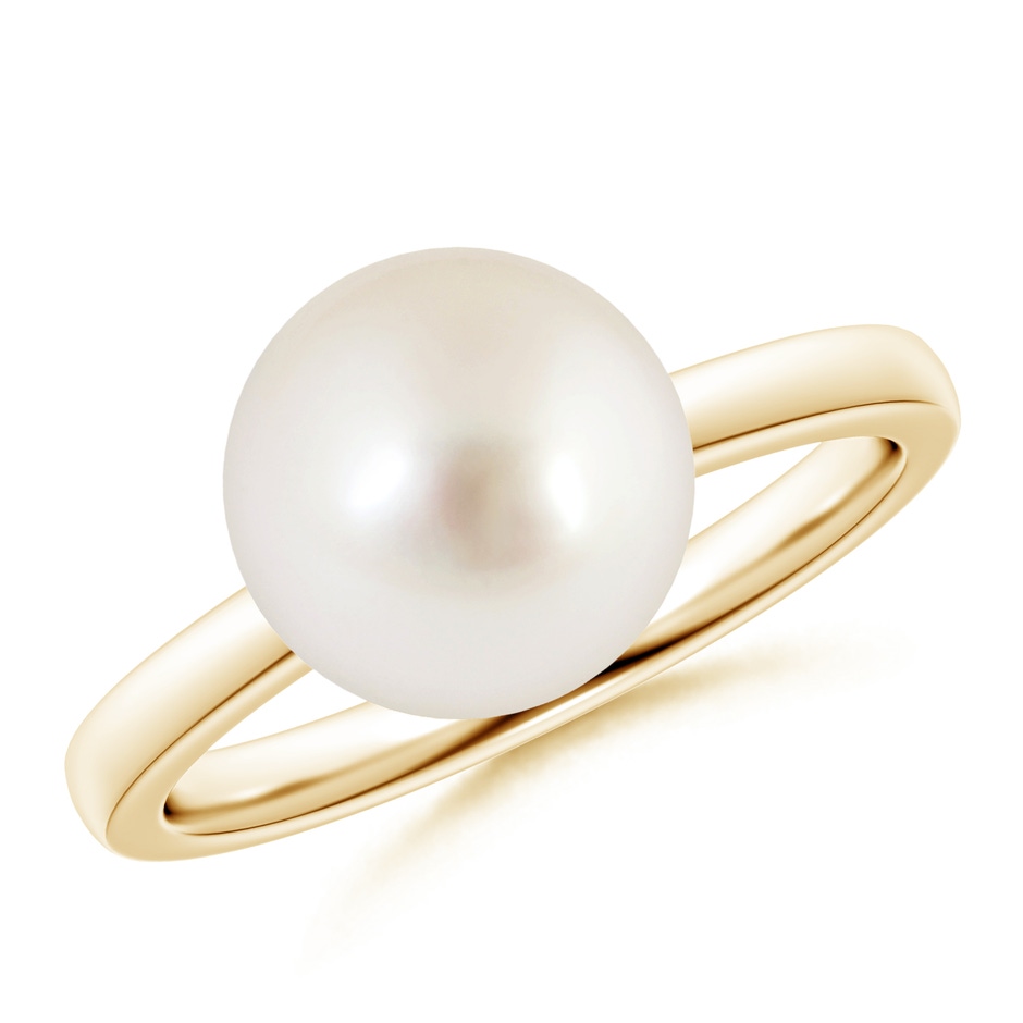 10mm AAAA Classic South Sea Pearl Solitaire Ring in Yellow Gold 