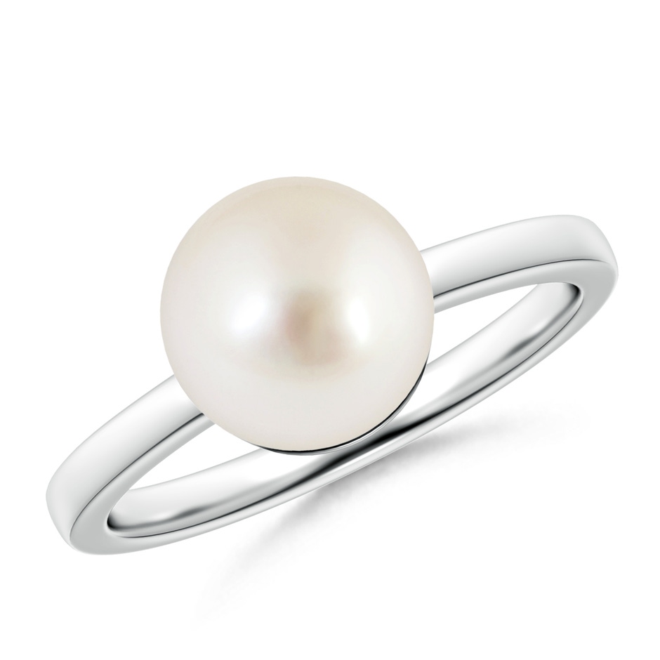 9mm AAAA Classic South Sea Pearl Solitaire Ring in White Gold 