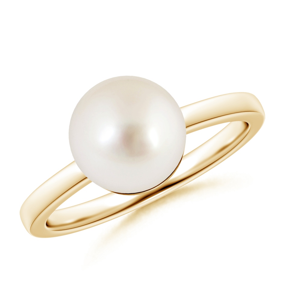 9mm AAAA Classic South Sea Pearl Solitaire Ring in Yellow Gold 