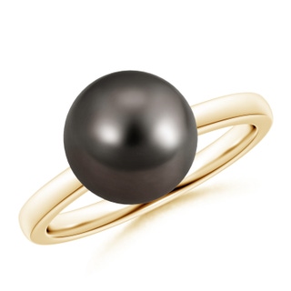 10mm AAA Classic Tahitian Pearl Solitaire Ring in Yellow Gold