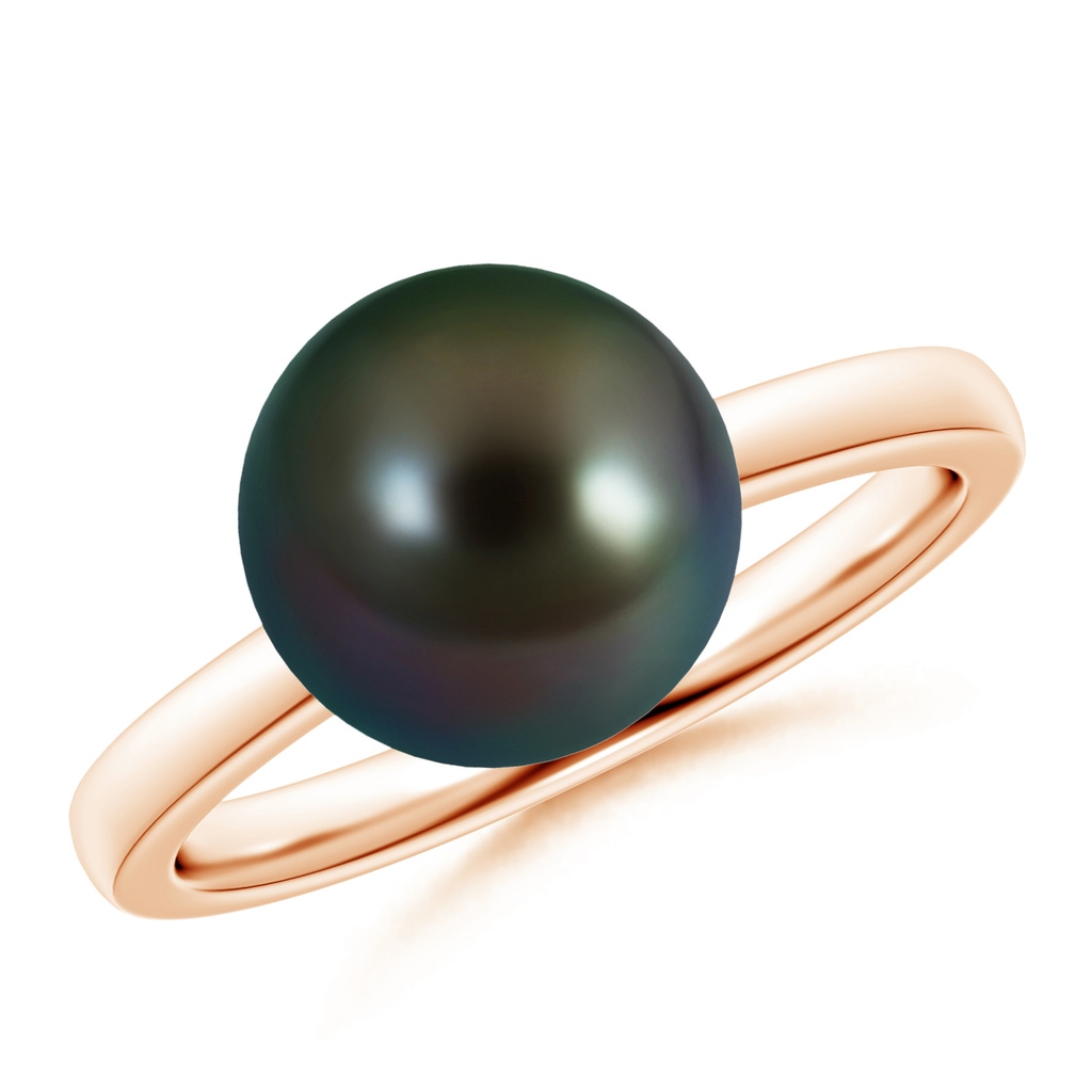 10mm AAAA Classic Tahitian Pearl Solitaire Ring in Rose Gold