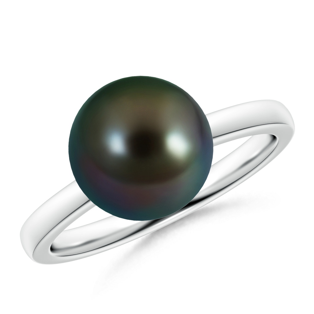 10mm AAAA Classic Tahitian Pearl Solitaire Ring in S999 Silver