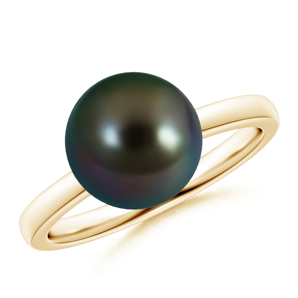 10mm AAAA Classic Tahitian Pearl Solitaire Ring in Yellow Gold