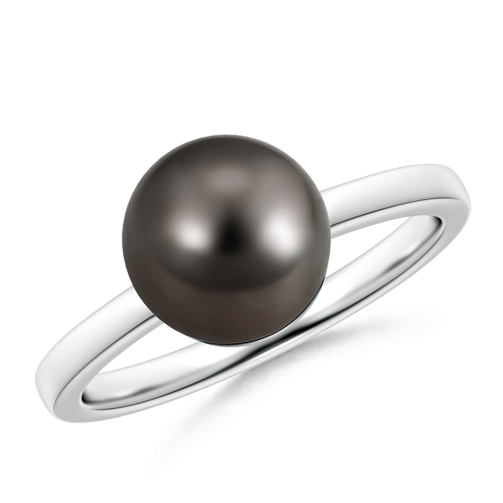9mm AAA Classic Tahitian Pearl Solitaire Ring in White Gold