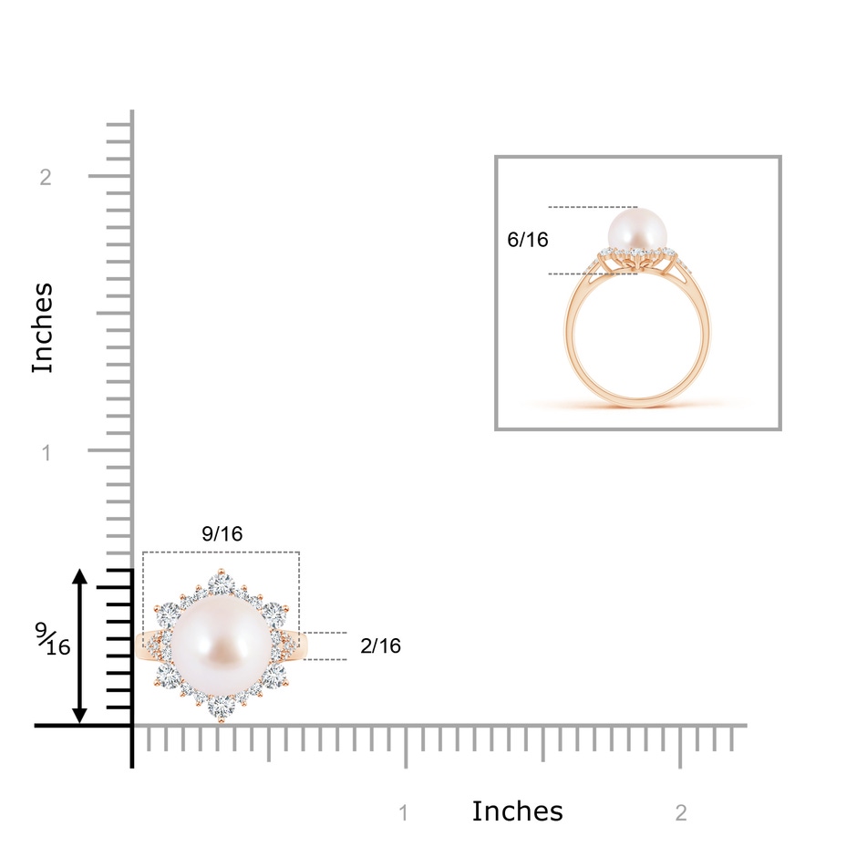 8mm AAA Japanese Akoya Pearl Ring with Floral Diamond Halo in Rose Gold product image