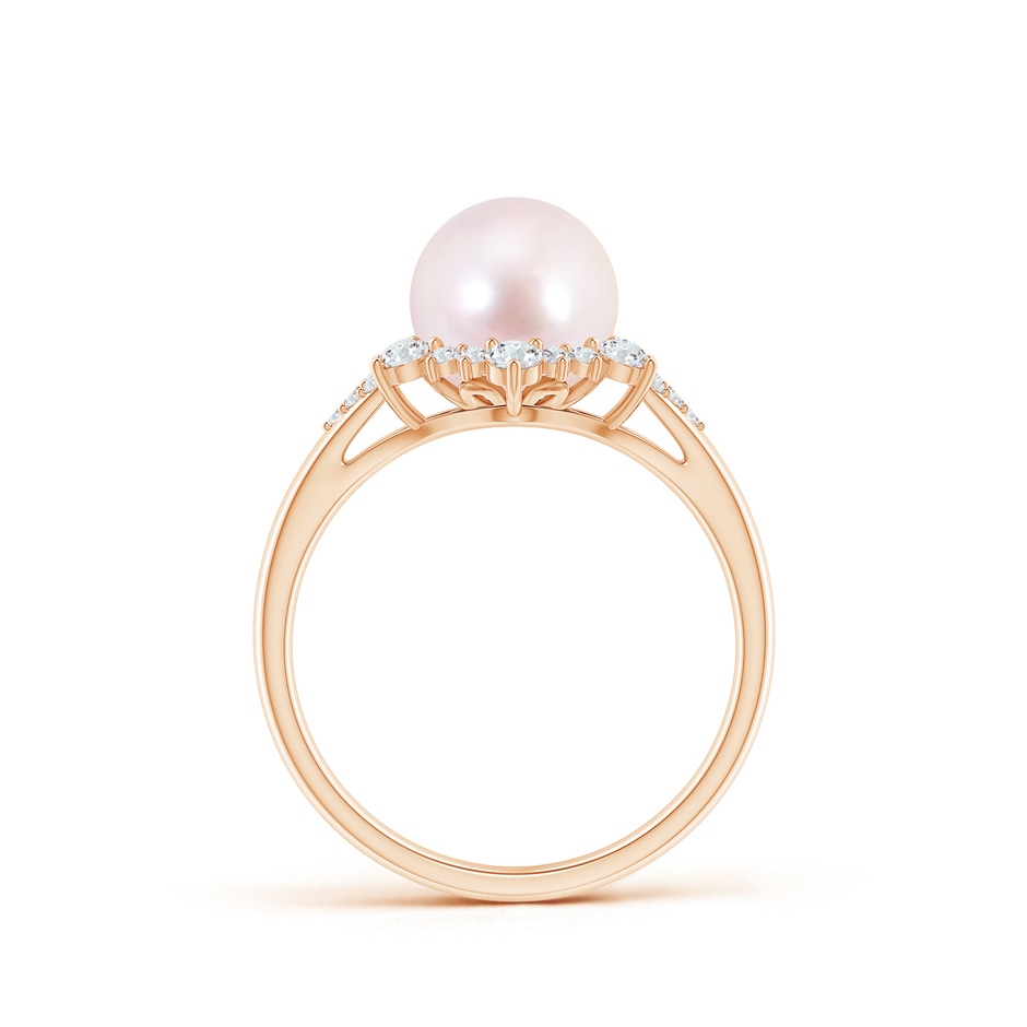 8mm AAAA Japanese Akoya Pearl Ring with Floral Diamond Halo in Rose Gold product image