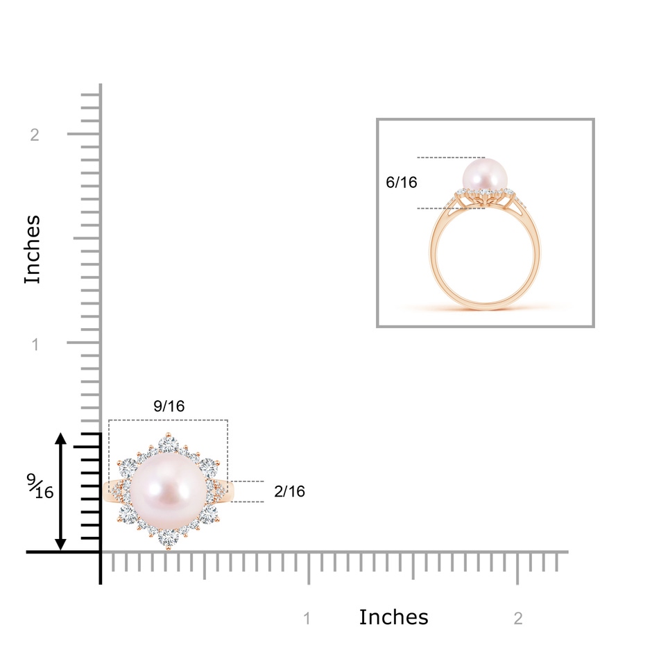 8mm AAAA Japanese Akoya Pearl Ring with Floral Diamond Halo in Rose Gold product image