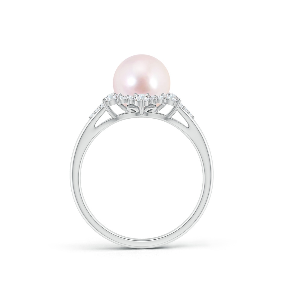 8mm AAAA Japanese Akoya Pearl Ring with Floral Diamond Halo in S999 Silver product image