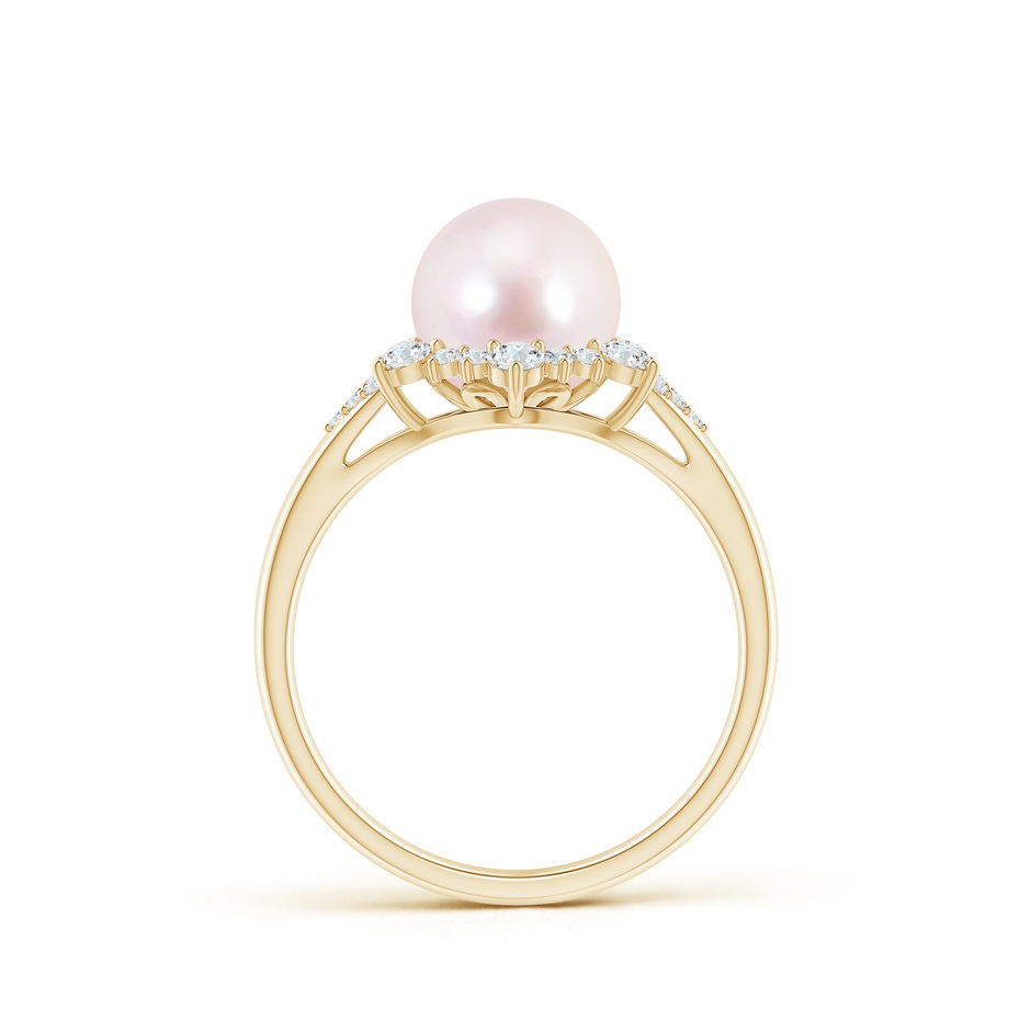 8mm AAAA Japanese Akoya Pearl Ring with Floral Diamond Halo in Yellow Gold product image