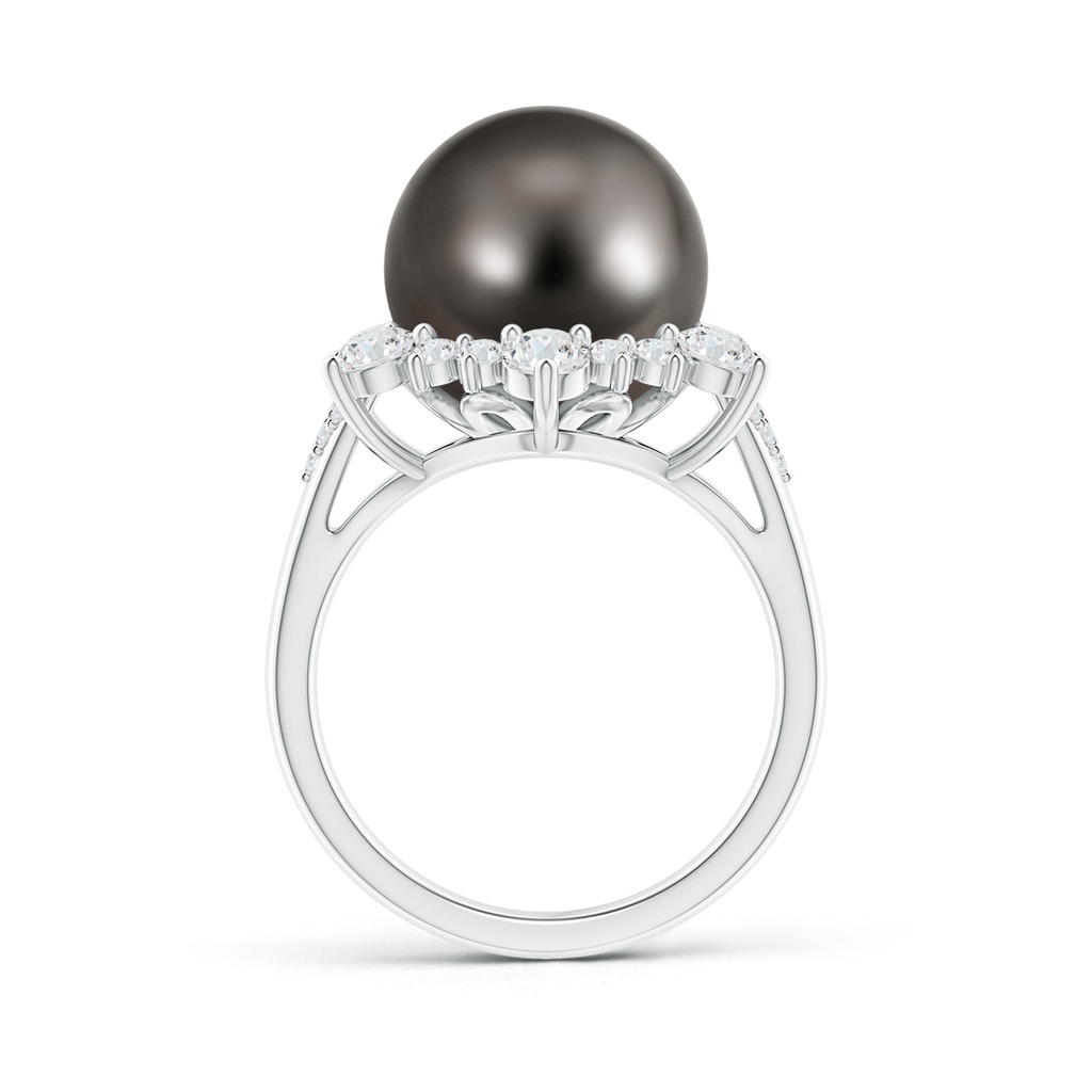 12mm AAA Tahitian Pearl Ring with Floral Diamond Halo in White Gold Product Image