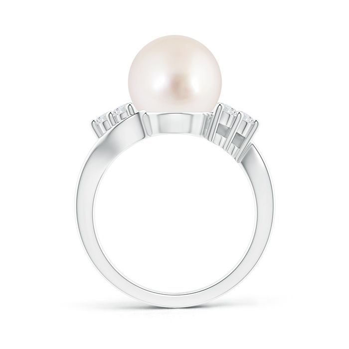 10mm AAAA South Sea Cultured Pearl Bypass Ring with Trio Diamonds in White Gold product image