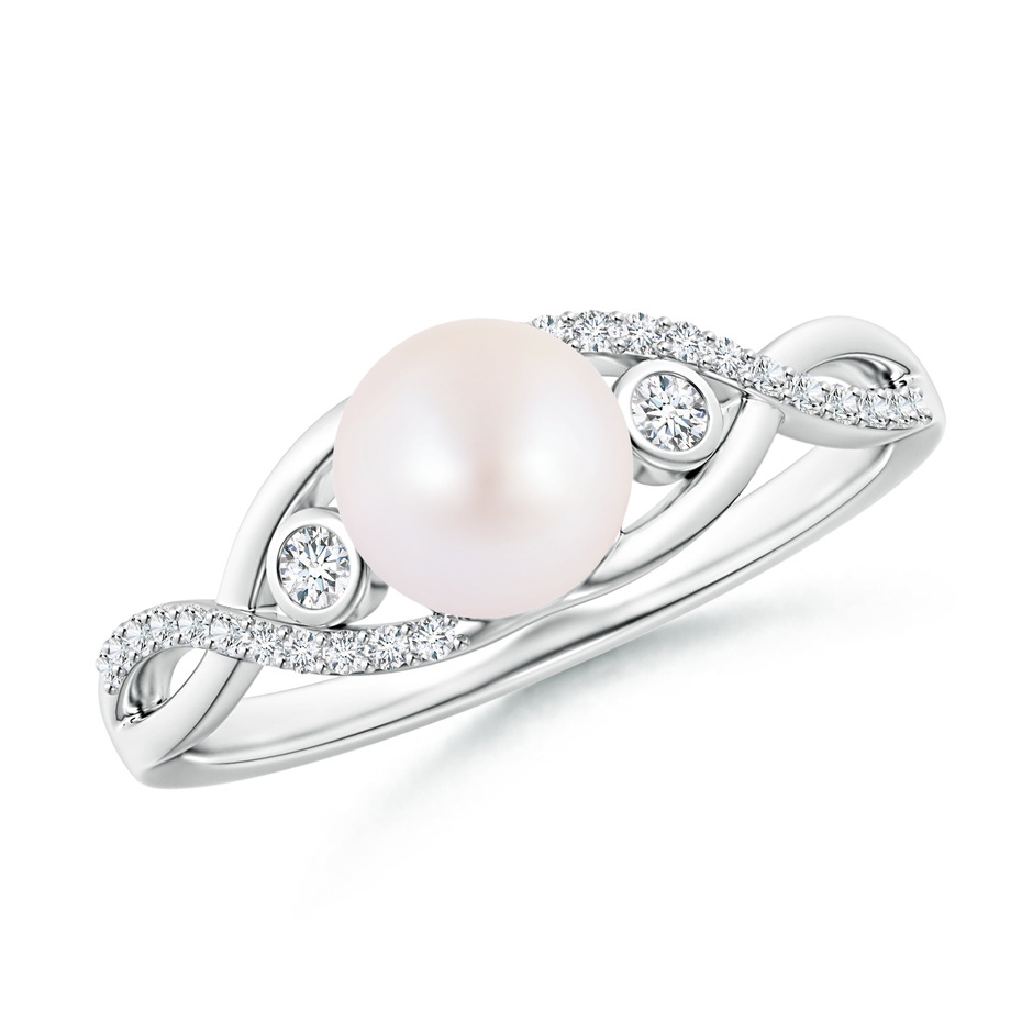 6mm AA Japanese Akoya Pearl and Diamond Infinity Ring in S999 Silver 