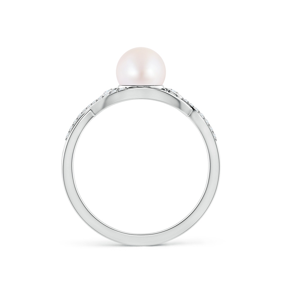 6mm AA Japanese Akoya Pearl and Diamond Infinity Ring in S999 Silver side 1