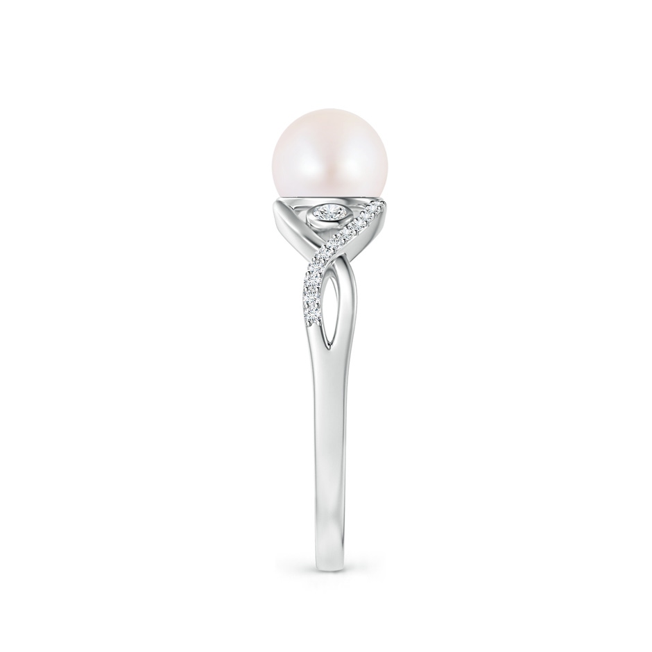 6mm AA Japanese Akoya Pearl and Diamond Infinity Ring in S999 Silver side 2