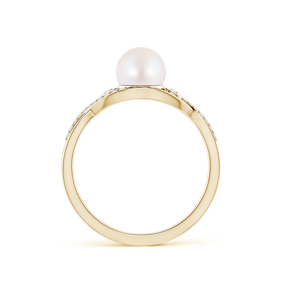 6mm AA Japanese Akoya Pearl and Diamond Infinity Ring in Yellow Gold side 1
