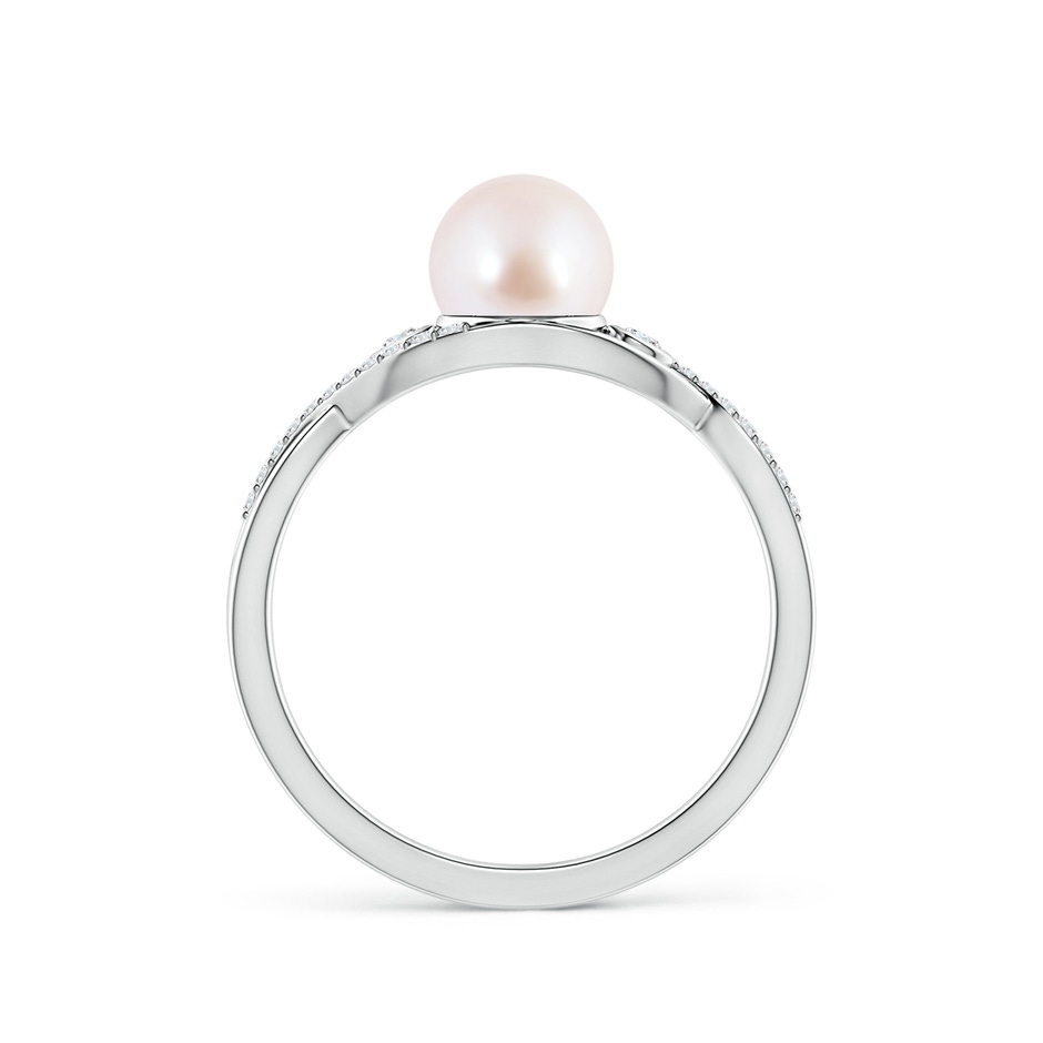 6mm AAA Japanese Akoya Pearl and Diamond Infinity Ring in White Gold side 1