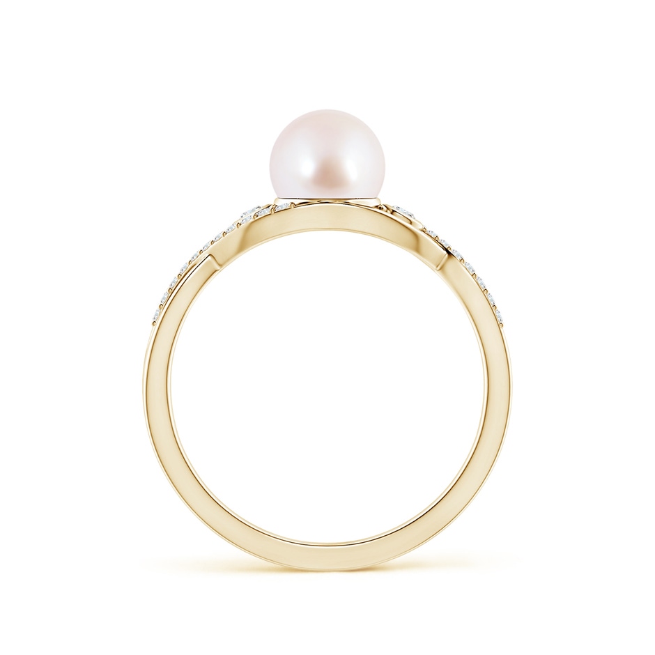 6mm AAA Japanese Akoya Pearl and Diamond Infinity Ring in Yellow Gold side 1