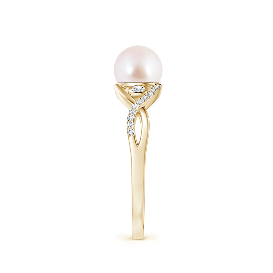 6mm AAA Japanese Akoya Pearl and Diamond Infinity Ring in Yellow Gold side 2