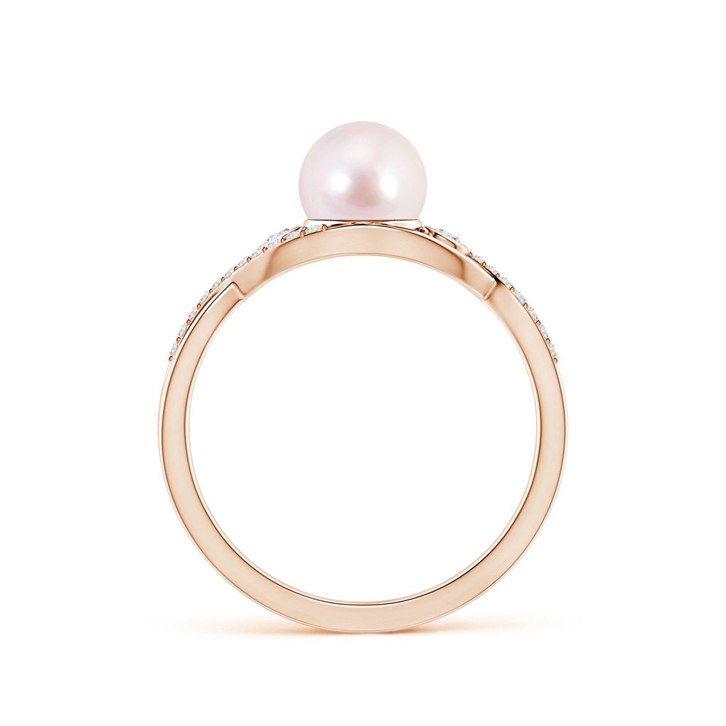 6mm AAAA Japanese Akoya Pearl and Diamond Infinity Ring in Rose Gold - side 1