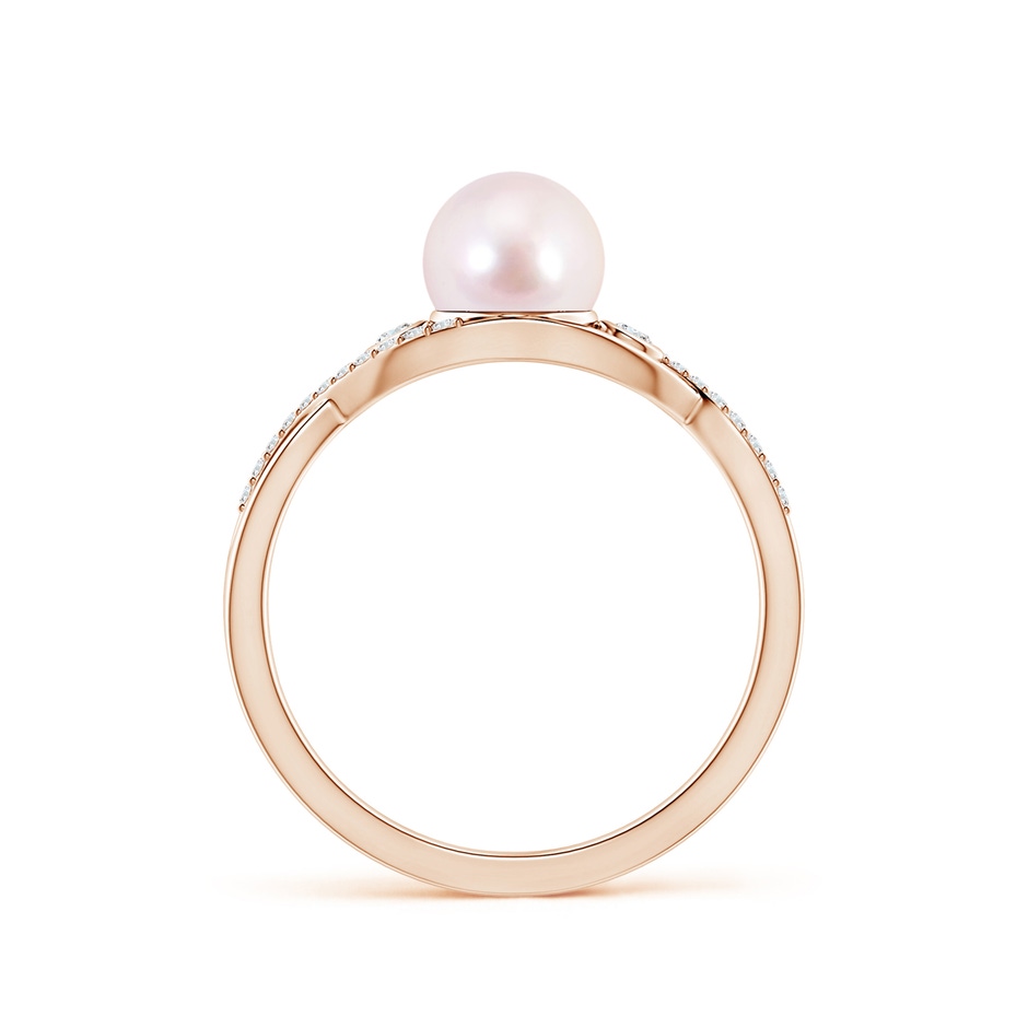 6mm AAAA Japanese Akoya Pearl and Diamond Infinity Ring in Rose Gold side 1