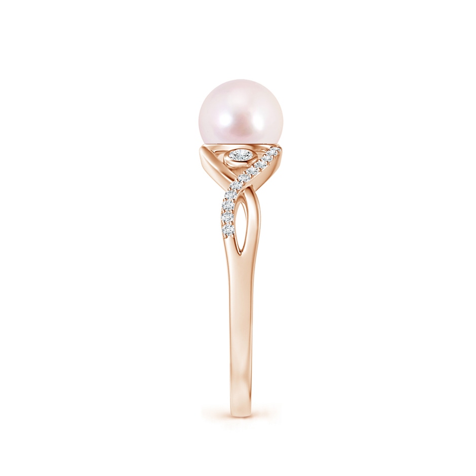 6mm AAAA Japanese Akoya Pearl and Diamond Infinity Ring in Rose Gold side 2