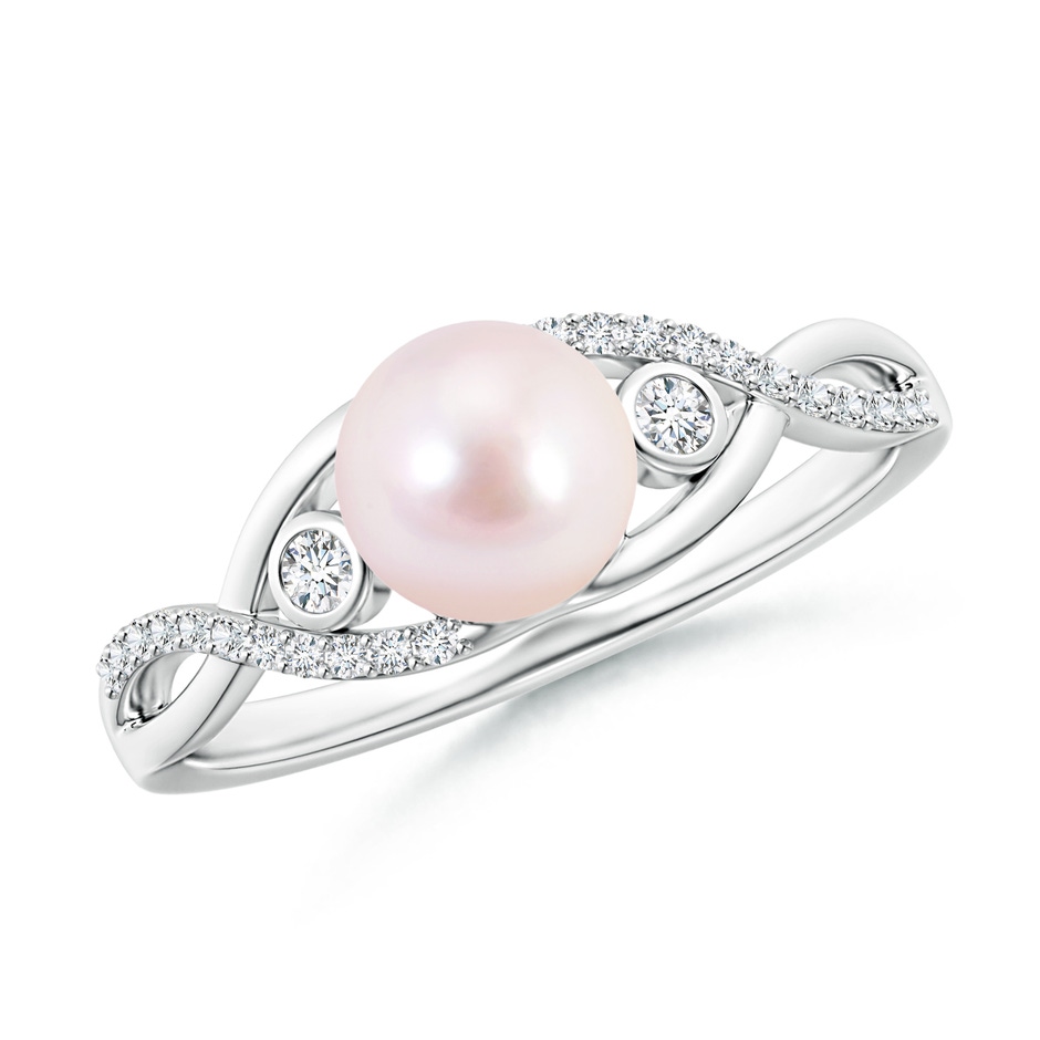 6mm AAAA Japanese Akoya Pearl and Diamond Infinity Ring in S999 Silver 