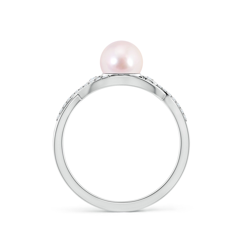 6mm AAAA Japanese Akoya Pearl and Diamond Infinity Ring in S999 Silver - side 1