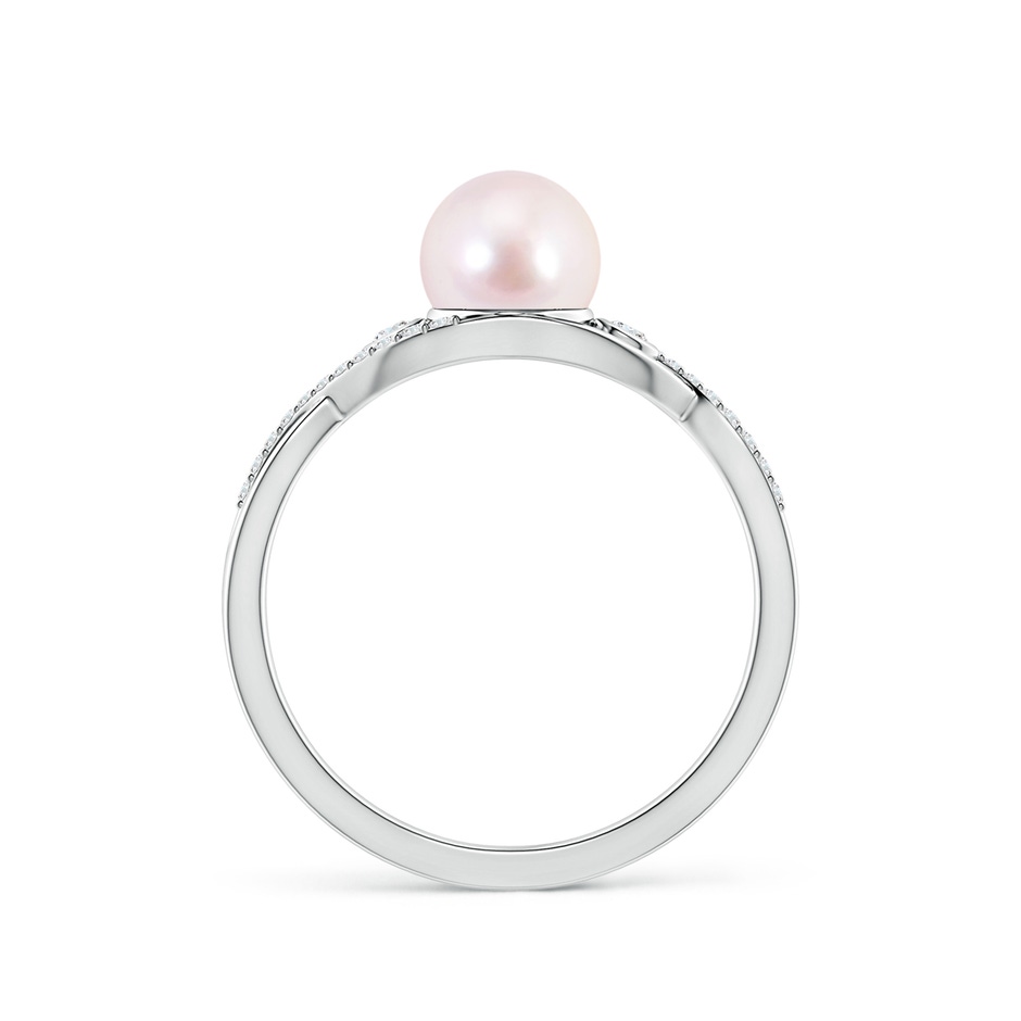 6mm AAAA Japanese Akoya Pearl and Diamond Infinity Ring in S999 Silver side 1