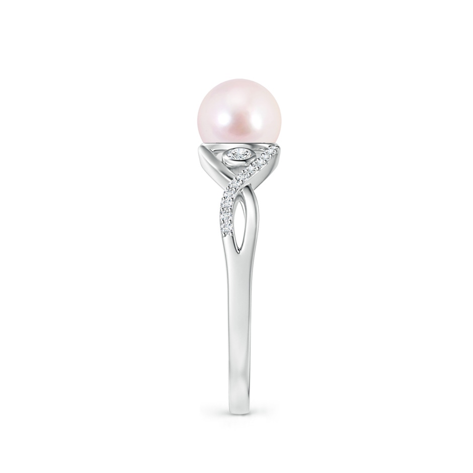 6mm AAAA Japanese Akoya Pearl and Diamond Infinity Ring in S999 Silver side 2