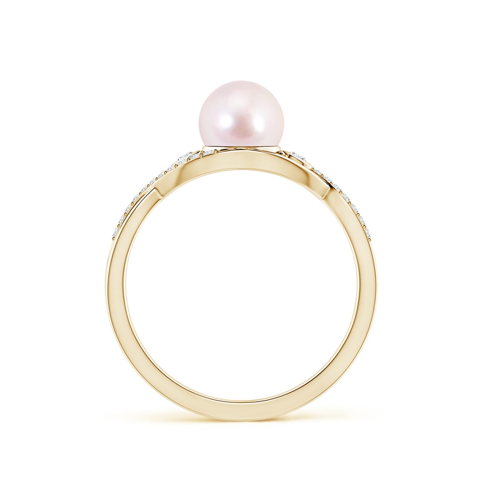 6mm AAAA Japanese Akoya Pearl and Diamond Infinity Ring in Yellow Gold side 1