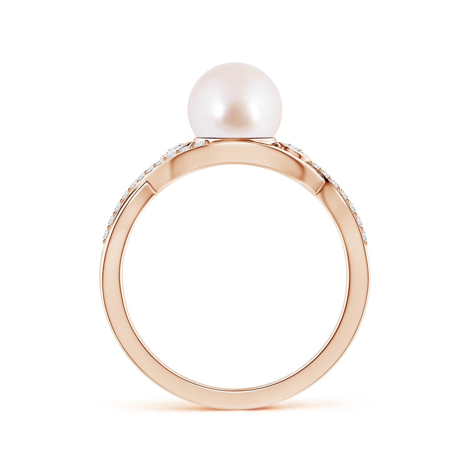 7mm AAA Japanese Akoya Pearl and Diamond Infinity Ring in Rose Gold