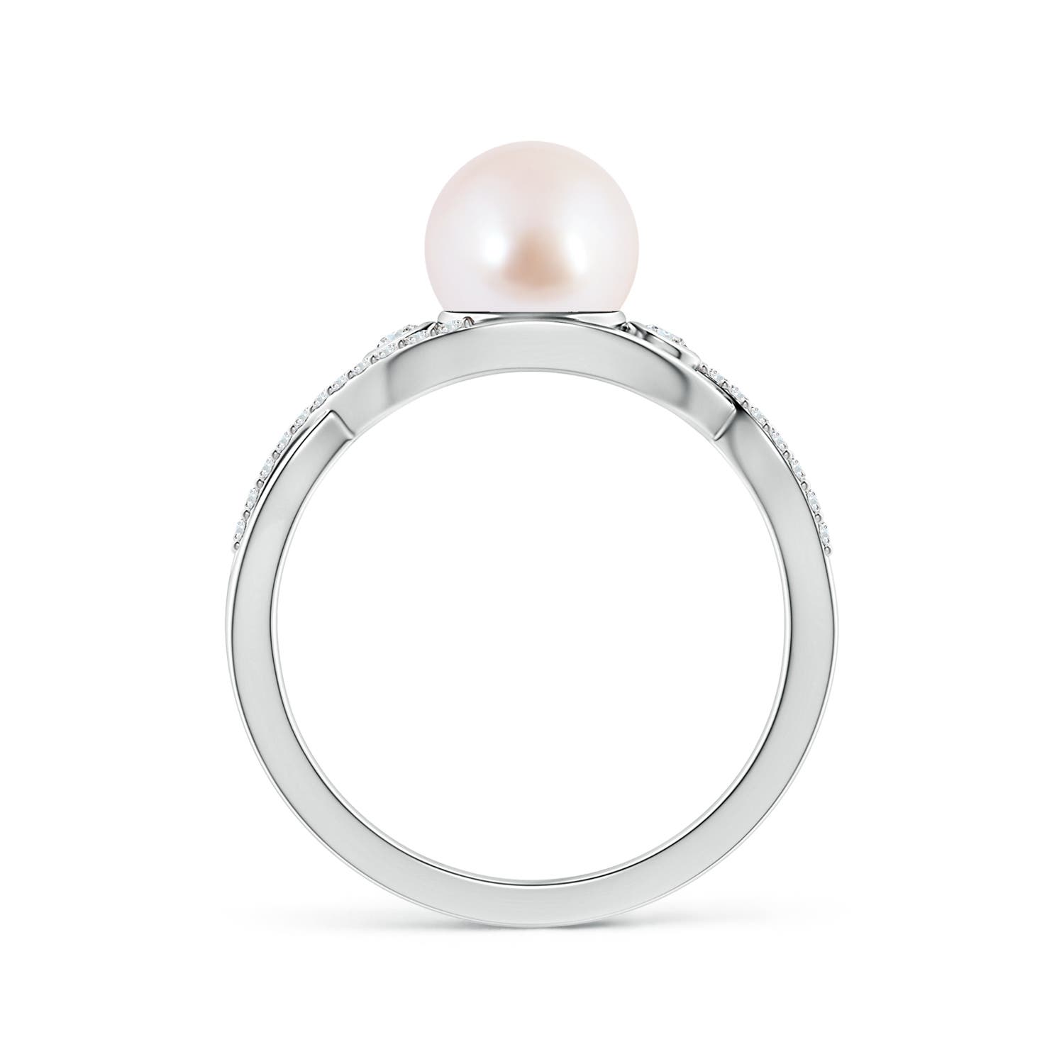 7mm AAA Japanese Akoya Pearl and Diamond Infinity Ring in White Gold