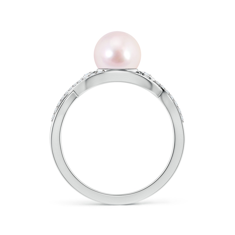 7mm AAAA Japanese Akoya Pearl and Diamond Infinity Ring in White Gold side 1